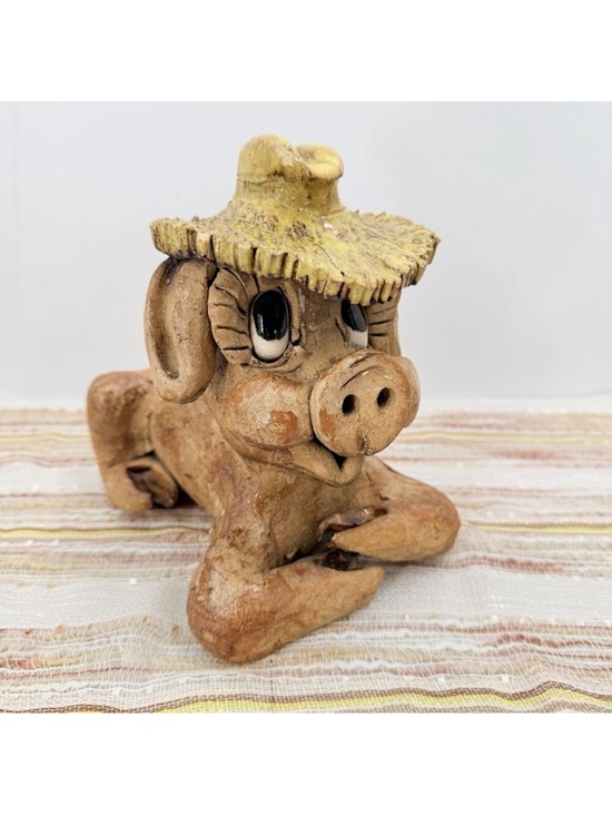 Hindt Studios Other - Vintage 70s Max Hindt Studio Art Pottery Big Eyed Country Pig Sculpture Figurine